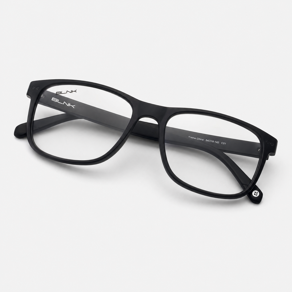 E1086 C1 Rectangle Screen Glasses | Black