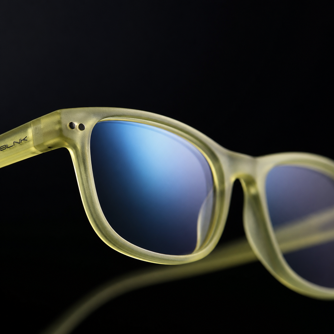 E1086 C6 Rectangle Screen Glasses | Amber Yellow