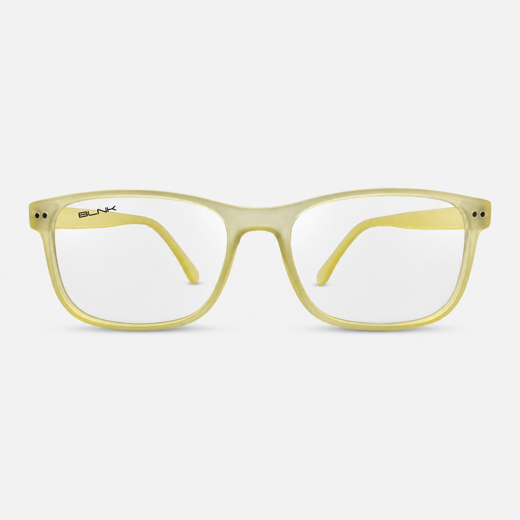 E1086 C6 Rectangle Screen Glasses | Amber Yellow