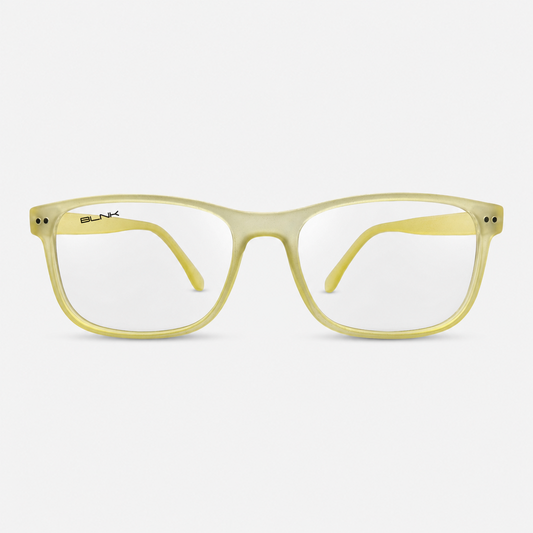 E1086 C6 Rectangle Screen Glasses | Amber Yellow