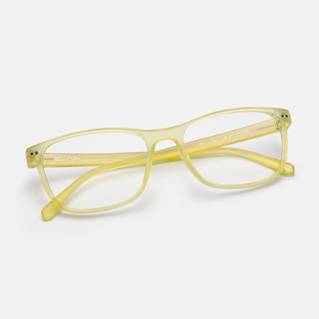 E1086 C6 Rectangle Screen Glasses | Amber Yellow